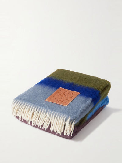 Loewe Fringed mohair-blend blanket at Collagerie