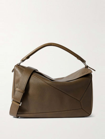 Loewe Puzzle Edge large logo-debossed full-grain leather messanger bag at Collagerie