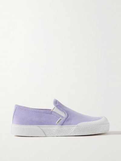 Loewe Terra Vulca rubber-trimmed suede slip-on sneakers at Collagerie