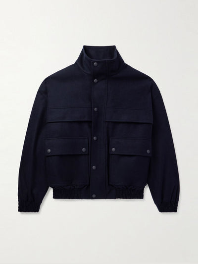 Loro Piana Tristar wool and cashmere-blend flannel bomber jacket at Collagerie