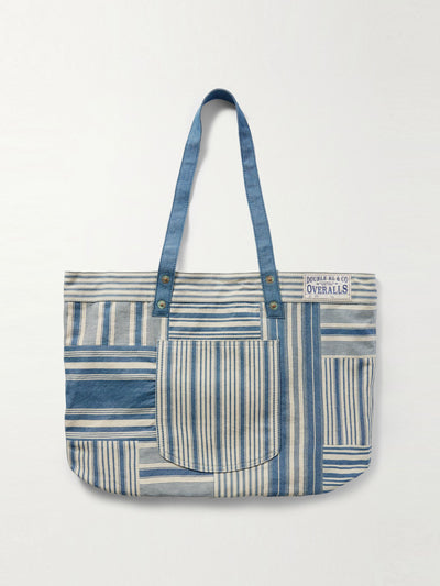 RRL Naval patchwork striped denim tote bag at Collagerie