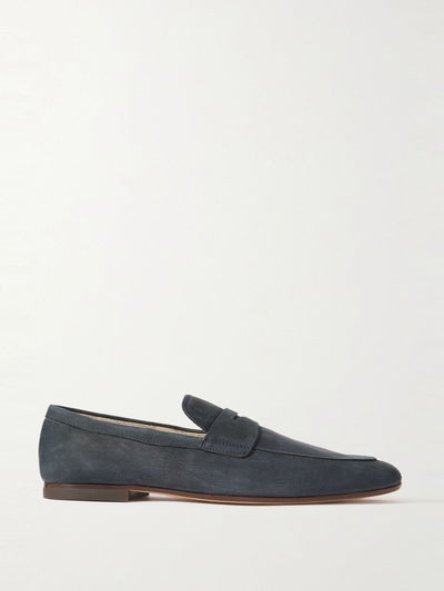 Tod's Logo-debossed suede penny loafers at Collagerie