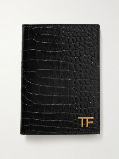 Tom Ford Croc-effect glossed-leather passport holder at Collagerie