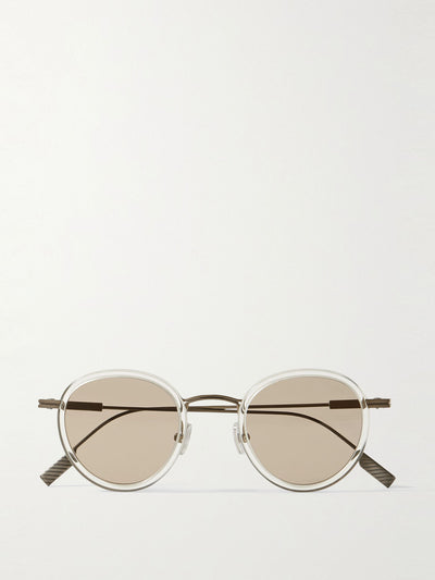 Zegna Eyewear Round-frame titanium and acetate sunglasses at Collagerie