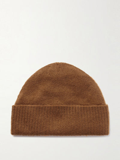 Zegna x The Elder Statesman Brown brushed Oasi cashmere beanie at Collagerie