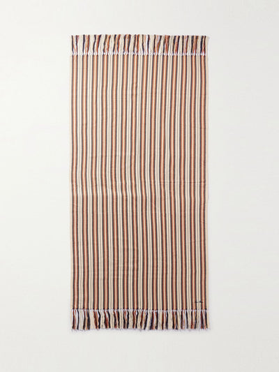 Loro Piana Fringed striped cotton towel at Collagerie