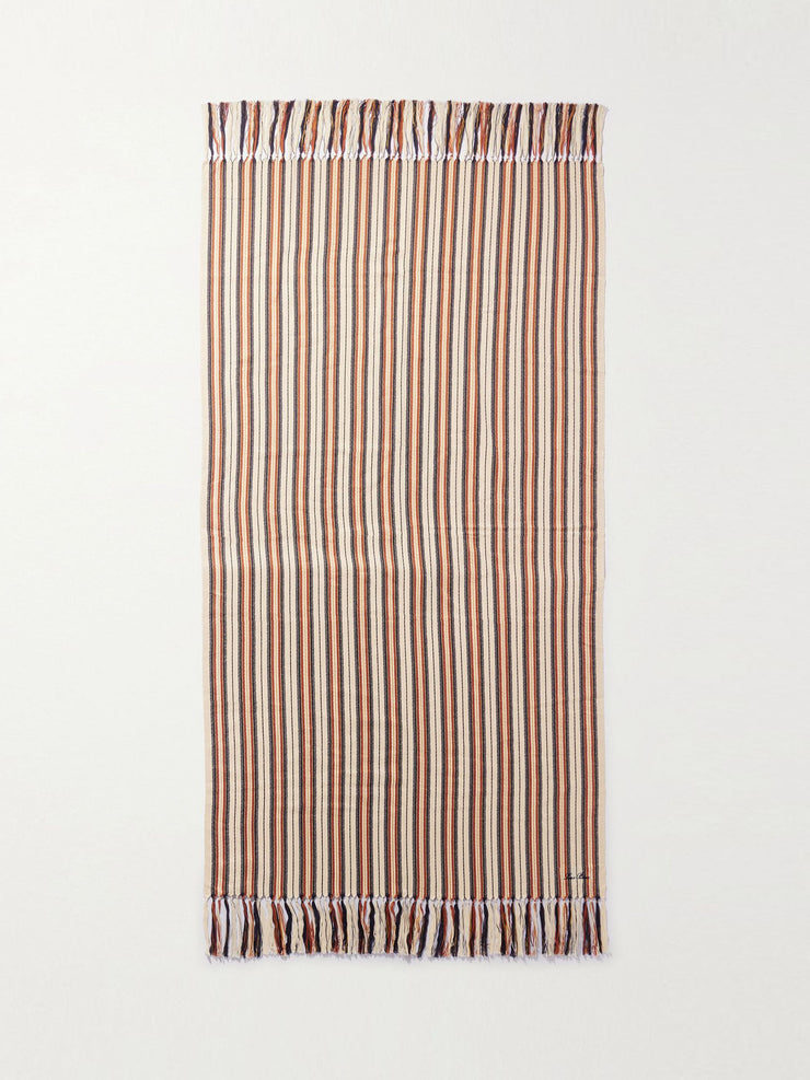 Fringed striped cotton towel Interiors Loro Piana    - Collagerie