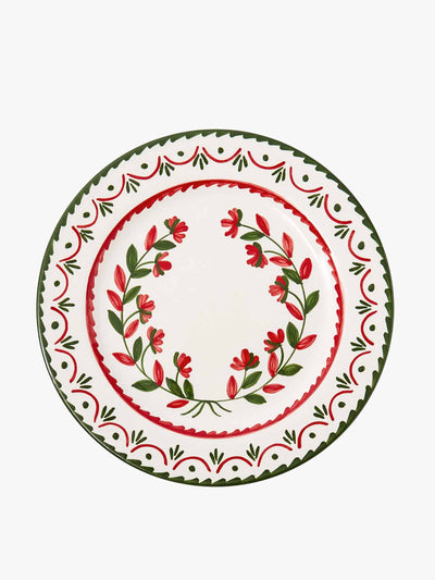 Mrs. Alice Josephine red and green garland dinner plate at Collagerie