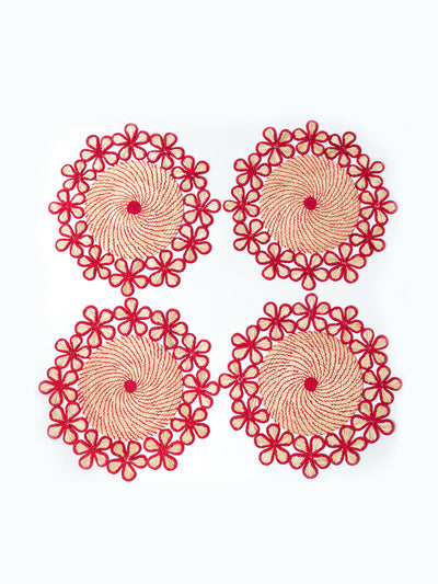 Mrs Alice Red Mia woven rattan placemats (set of 4) at Collagerie