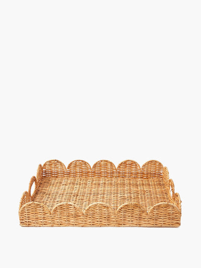 Mrs. Alice Scalloped rattan tray at Collagerie