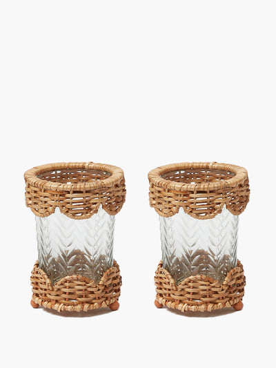 Mrs. Alice Small Helena rattan hurricane lanterns (set of 2) at Collagerie