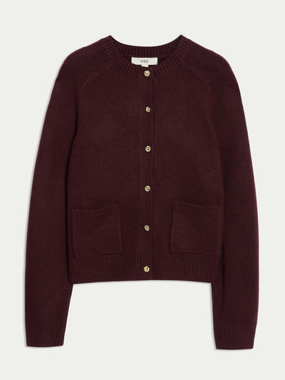 Marks & Spencer Air-yarn crew neck button front cropped cardigan at Collagerie