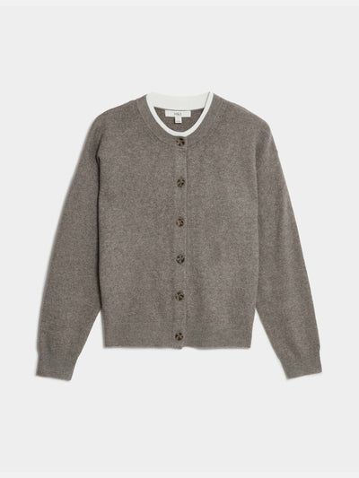 Marks & Spencer Air-yarn crew neck tipped detail cardigan at Collagerie