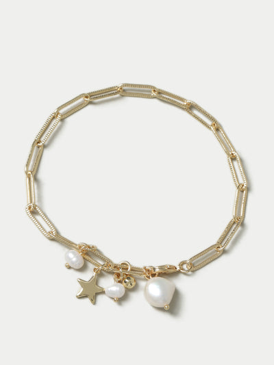 Marks & Spencer Autograph gold tone pearl paperclip bracelet at Collagerie