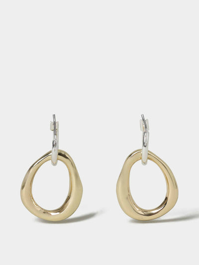 Autograph Mixed metal drop hoop earrings at Collagerie