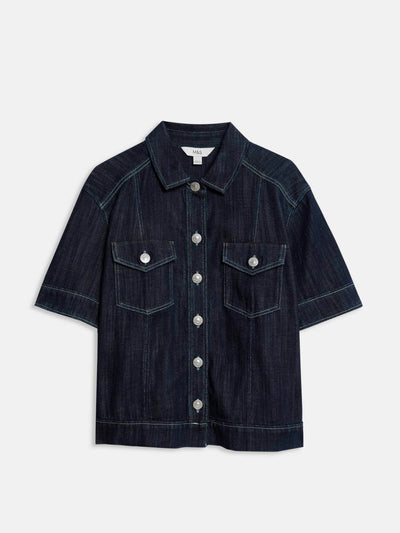 Marks & Spencer Denim utility short sleeve shirt at Collagerie