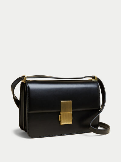 Marks & Spencer Black faux leather cross body bag at Collagerie