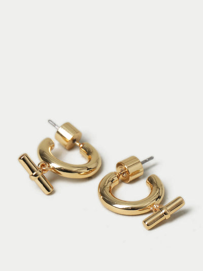 Marks & Spencer 14kt gold plated T-bar hoop earrings at Collagerie