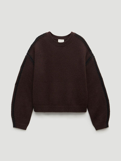 Hush Textured crew neck oversized jumper with wool at Collagerie