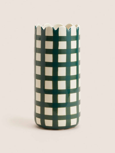 Marks & Spencer Kirsten ceramic checked vase at Collagerie