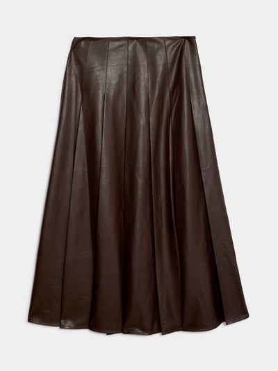 Marks & Spencer Leather-look pleated midaxi a-line skirt at Collagerie