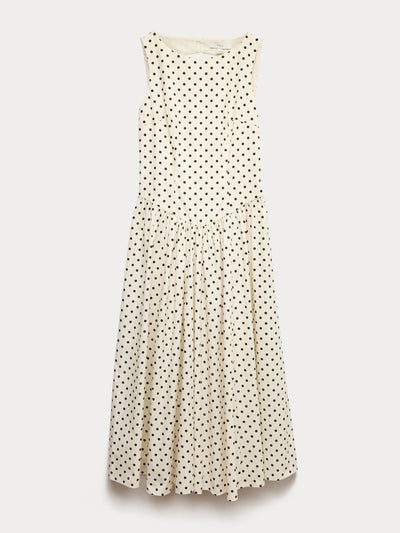 Marks & Spencer Polka dot round neck midaxi waisted dress at Collagerie