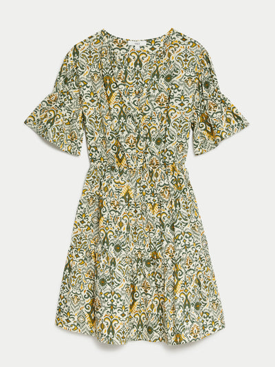 Marks & Spencer Pure cotton printed mini waisted smock dress at Collagerie