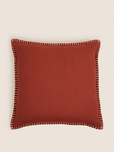 Marks & Spencer Pure cotton blanket stitched  red cushion at Collagerie