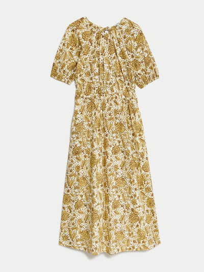 Marks & Spencer Pure cotton floral midi waisted dress at Collagerie