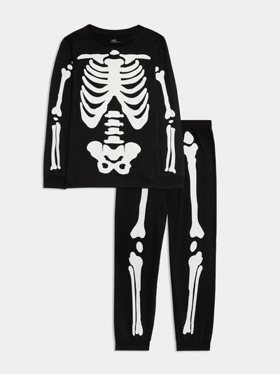 Marks & Spencer Pure cotton glow in the dark skeleton pyjamas at Collagerie