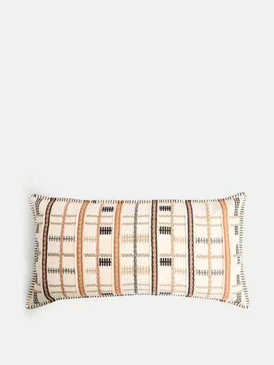 Marks & Spencer Pure cotton grid embroidered bolster cushion at Collagerie