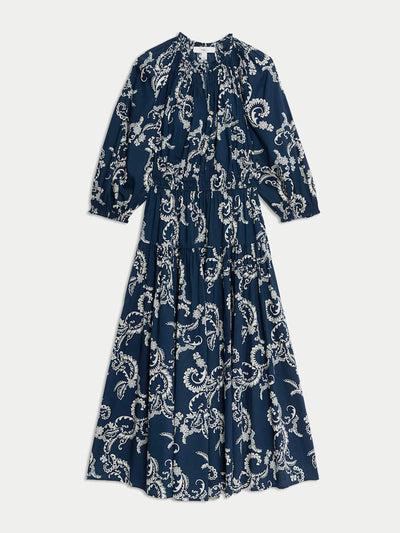 Marks & Spencer Pure cotton printed v-neck midi waisted dress at Collagerie