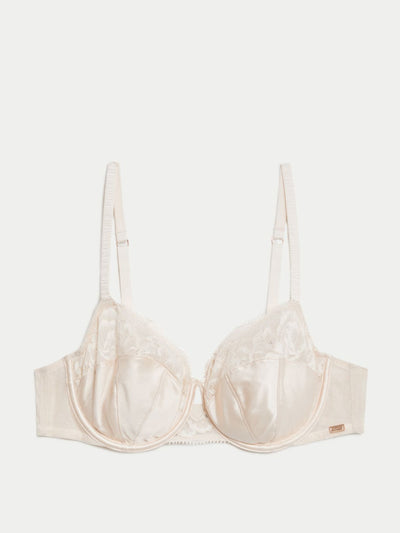 Rosie Silk & lace wired balcony bra at Collagerie
