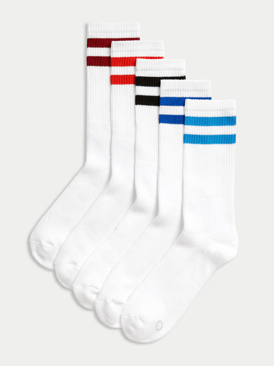 Goodmove Striped cotton rich sports socks (set of 5) at Collagerie