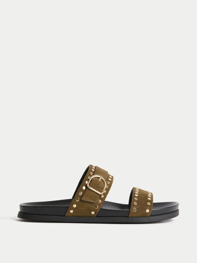 Marks & Spencer Suede studded strappy footbed sandals at Collagerie