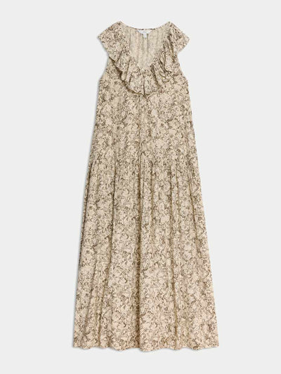 Marks & Spencer V-neck frill detail midaxi relaxed dress at Collagerie