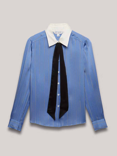 M&S X Bella Freud Pure silk pinstripe collared shirt at Collagerie