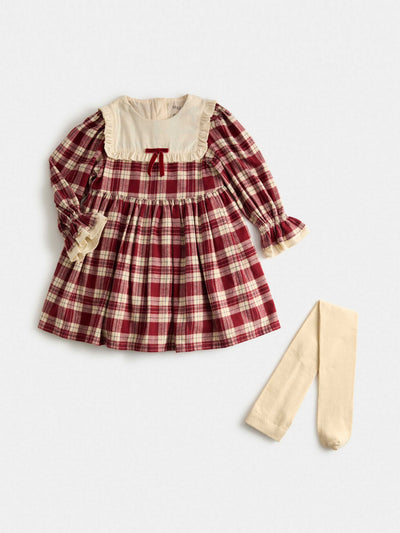 Marks & Spencer X Binky Cotton rich checked party dress & tights set at Collagerie