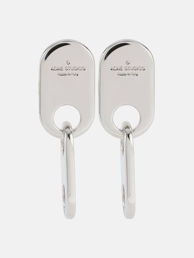 Acne Studios Chain Lock logo drop earrings at Collagerie