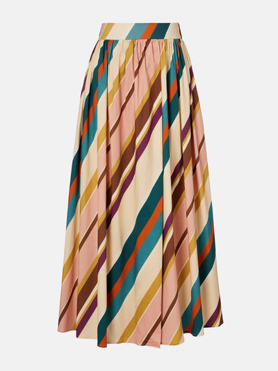 Adriana Degreas Striped cotton-blend maxi skirt at Collagerie