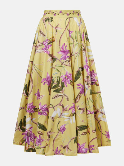 Agua By Agua Bendita Bergamota floral cotton maxi skirt at Collagerie