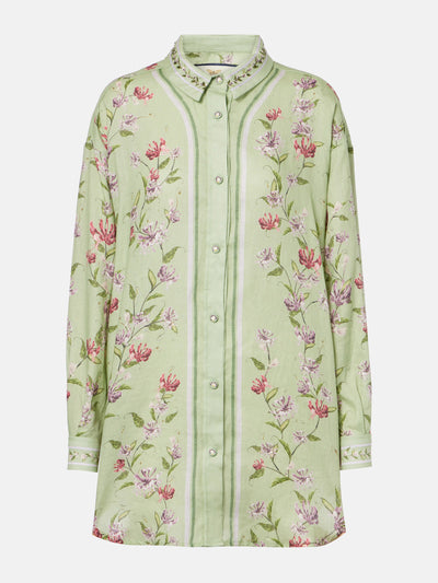 Agua By Agua Bendita Cecilia Honeysuckle floral linen shirt at Collagerie