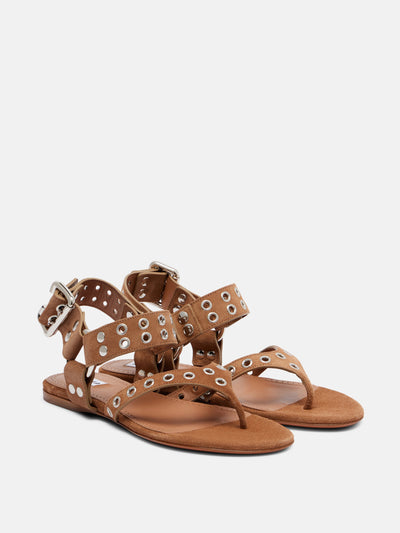 Alaïa Biker studded suede thong sandals at Collagerie