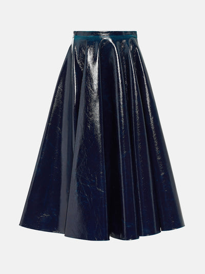 Alaïa Glossy coated wool-blend midi skirt at Collagerie