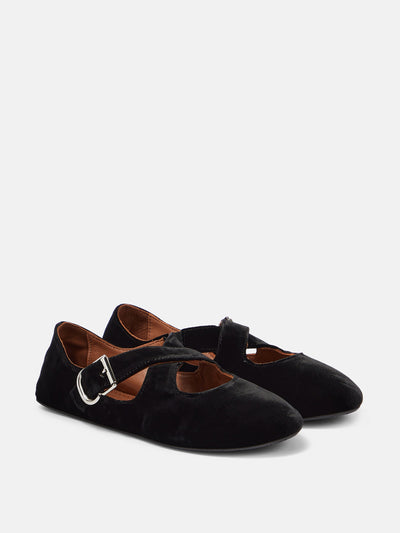 Alaïa Criss Cross velvet ballet flats at Collagerie