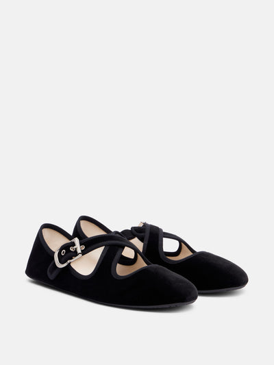 Alaïa Criss Cross velvet Mary Jane flats at Collagerie