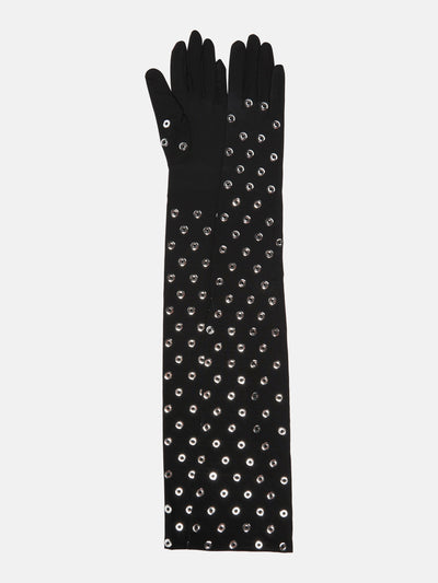 Alaïa Eyelet embellished jersey gloves at Collagerie
