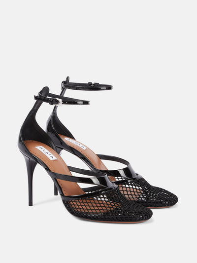 Alaïa Leather-trimmed mesh pumps at Collagerie