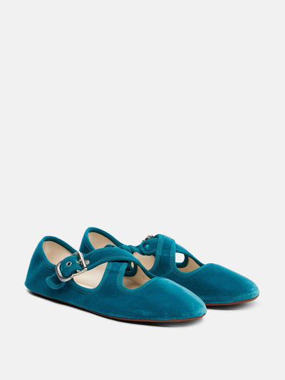 Alaïa La Criss Cross velvet ballet flats at Collagerie