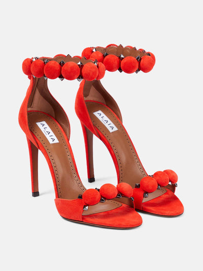 Alaïa La Bombe 100 suede sandals at Collagerie